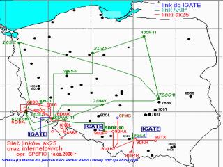 Mapa wezlow i linkow AX25 oraz AXIP